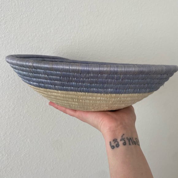 Blue And Cream Woven Bowl Basket/Wall Decor. - Picture 2 of 4